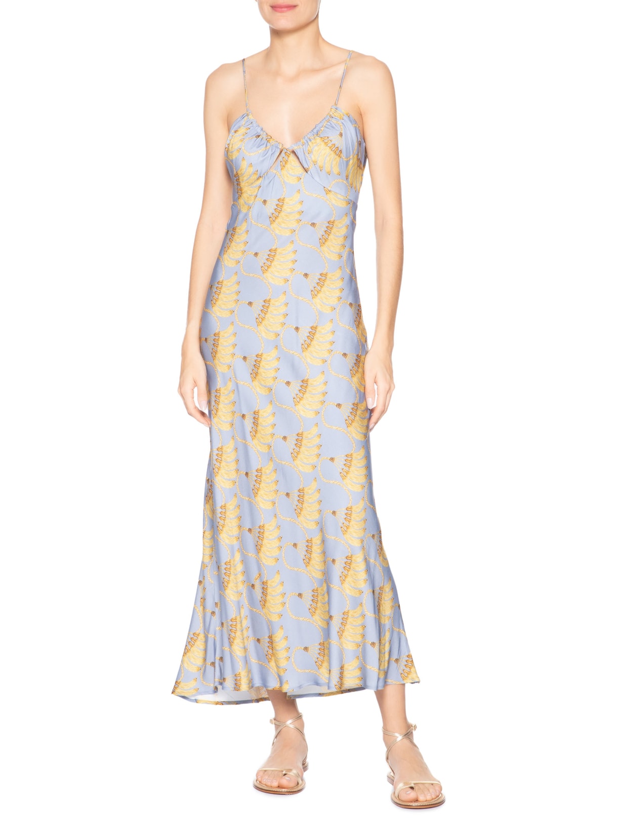 Vestido Longo Banana Tassel Azul Farm