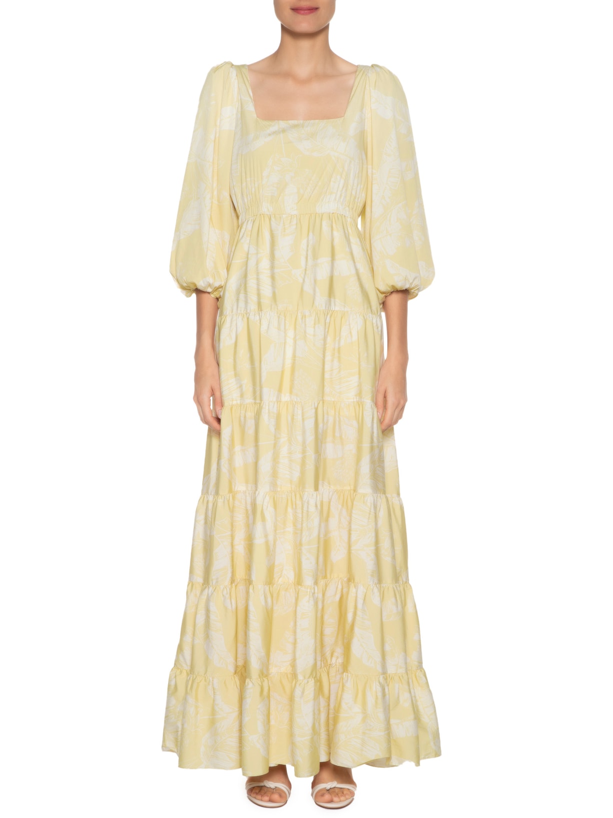 Vestido Longo Bananeira Amarelo Mixed