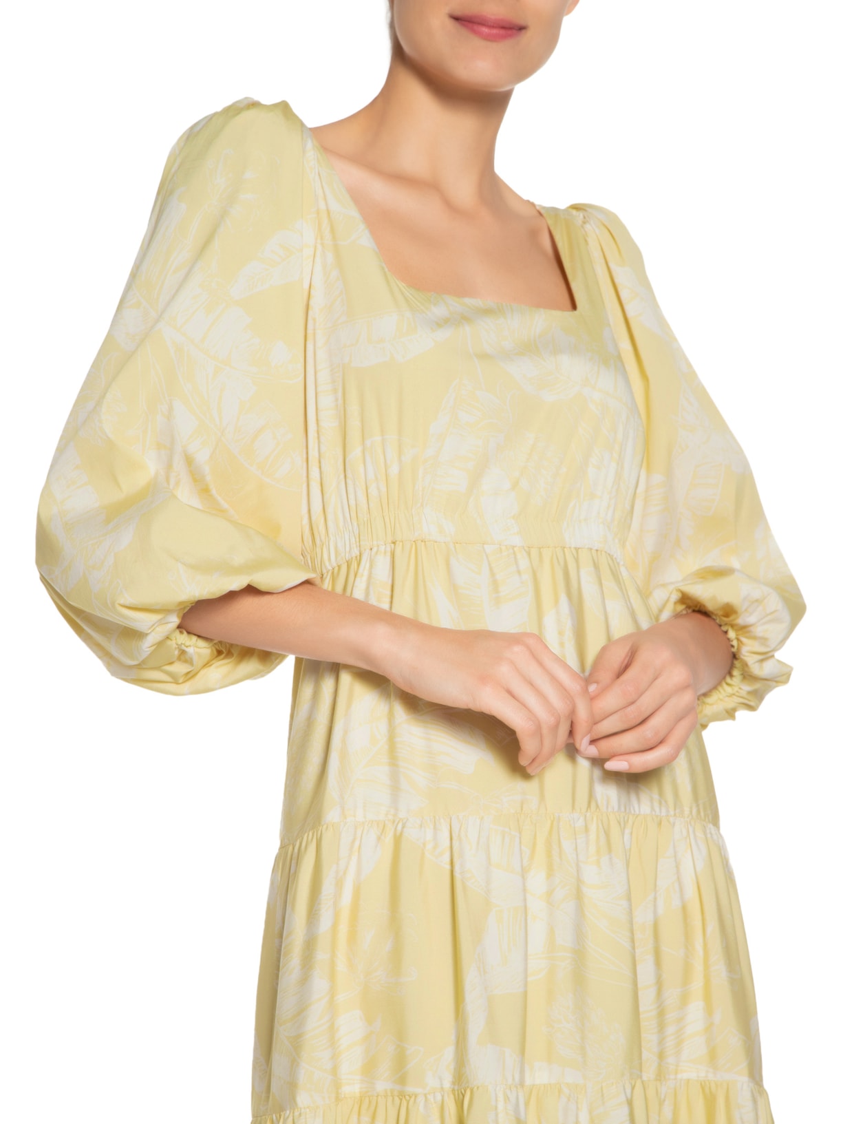 Vestido Longo Bananeira Amarelo Mixed