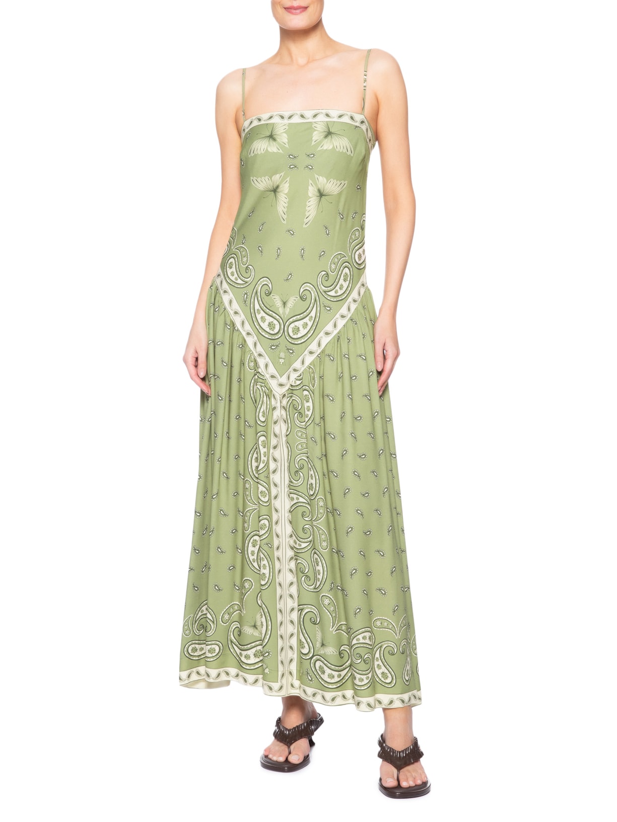 Vestido Longo Bandanas Jardim Verde Farm