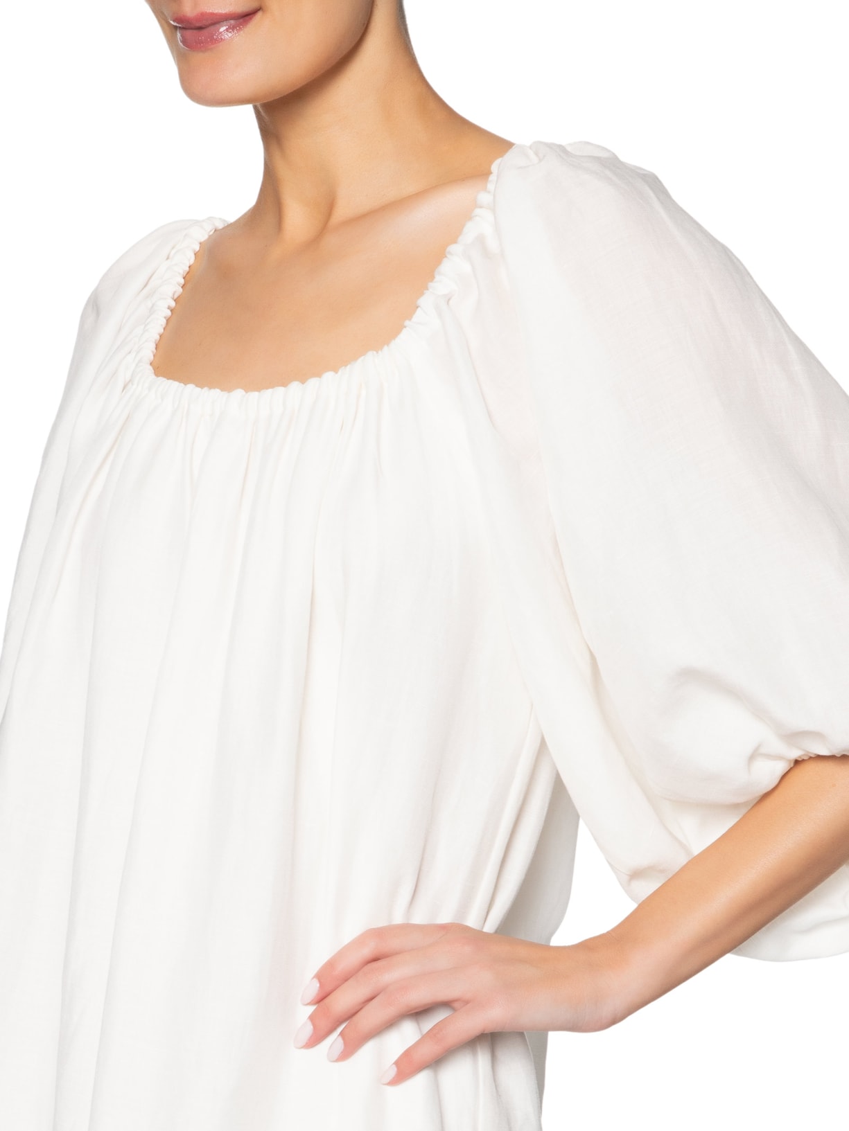 Vestido Longo Barra Babado Off White Maria Filó