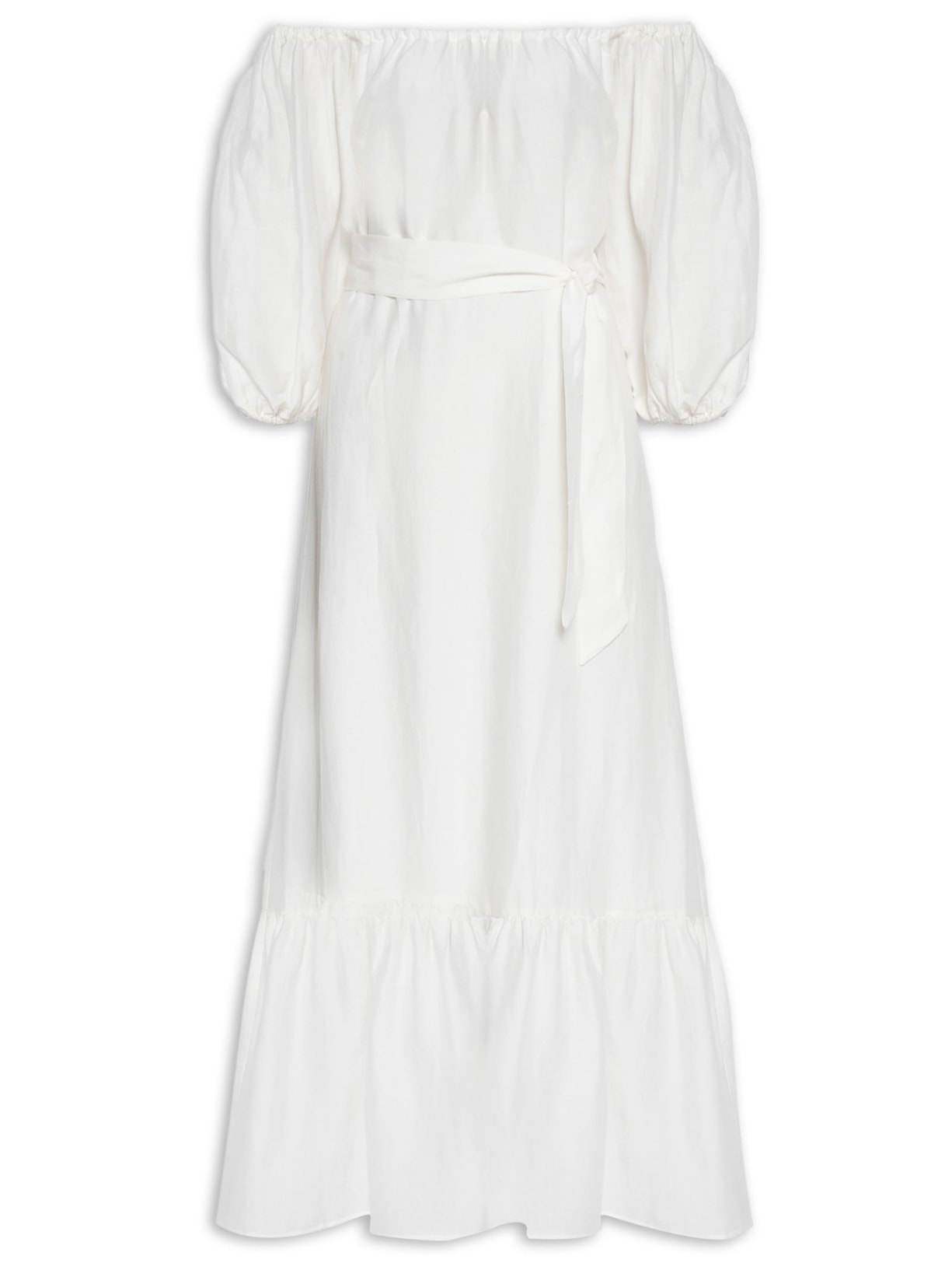 Vestido Longo Barra Babado - Off White