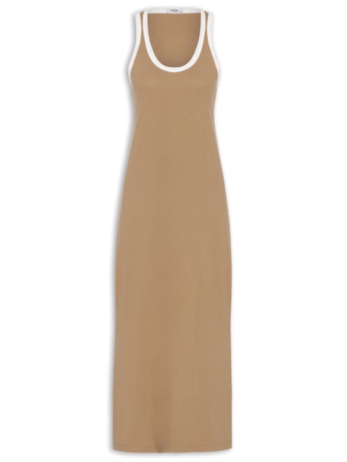 Vestido Longo Bicolor - Marrom