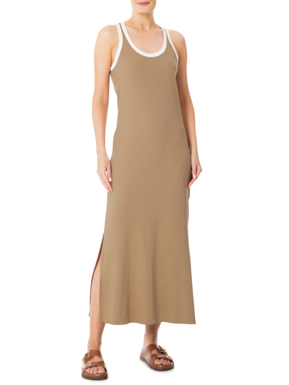 Vestido Longo Bicolor Marrom Basiq