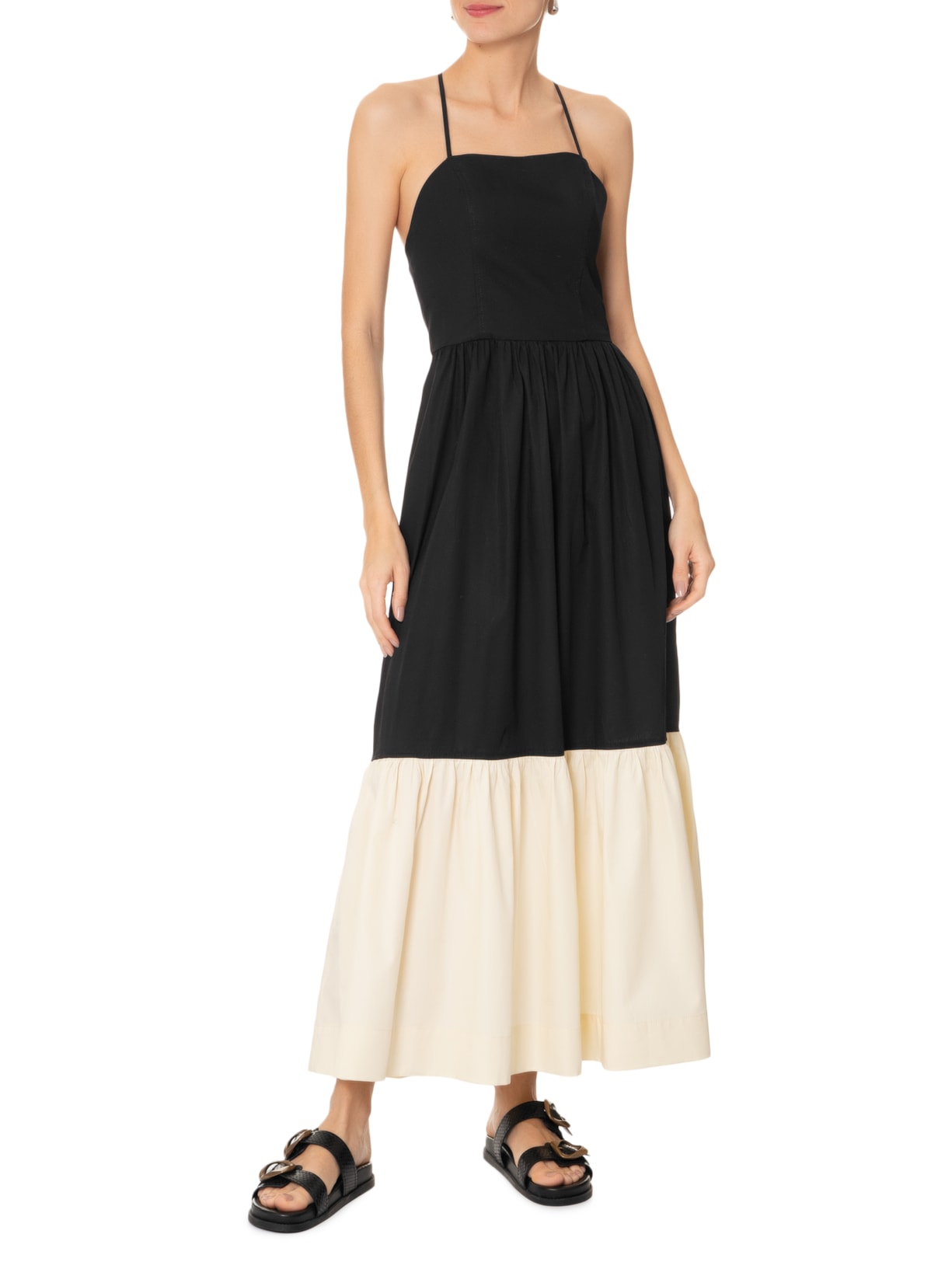 Vestido Longo Bicolor Preto Dress To