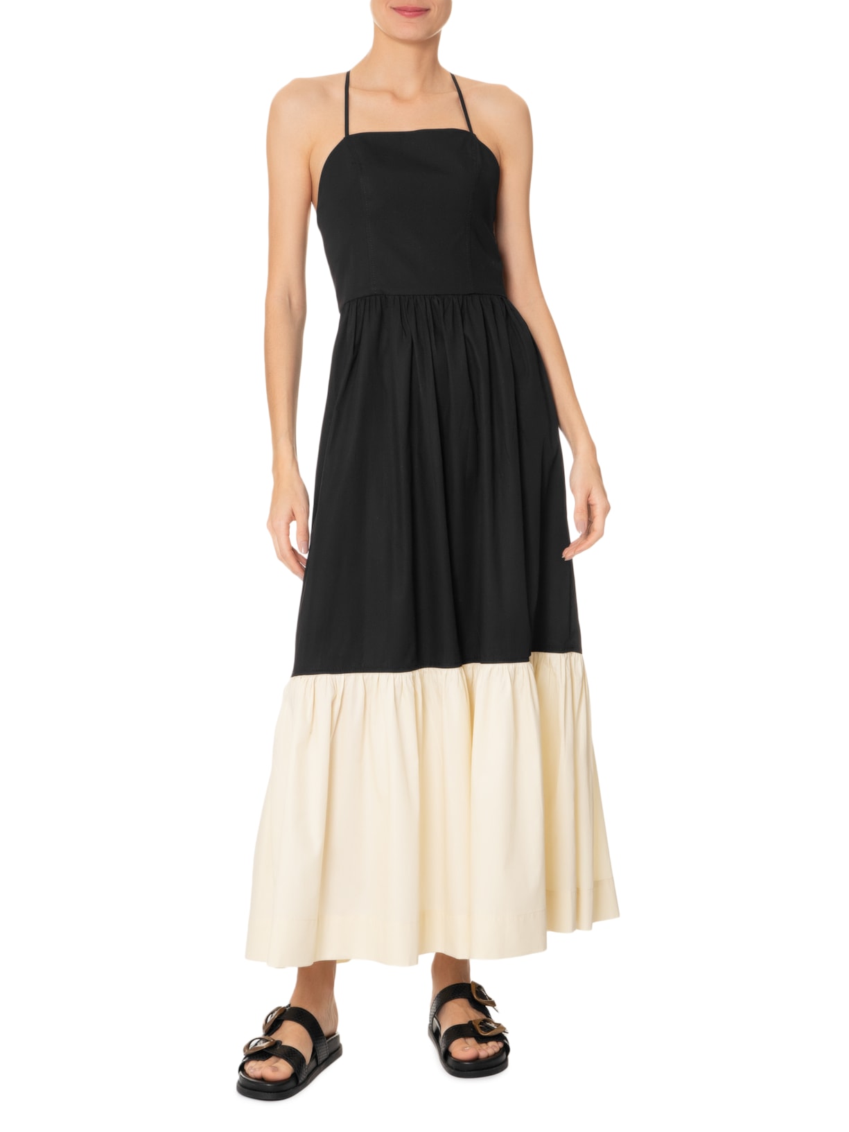 Vestido Longo Bicolor Preto Dress To