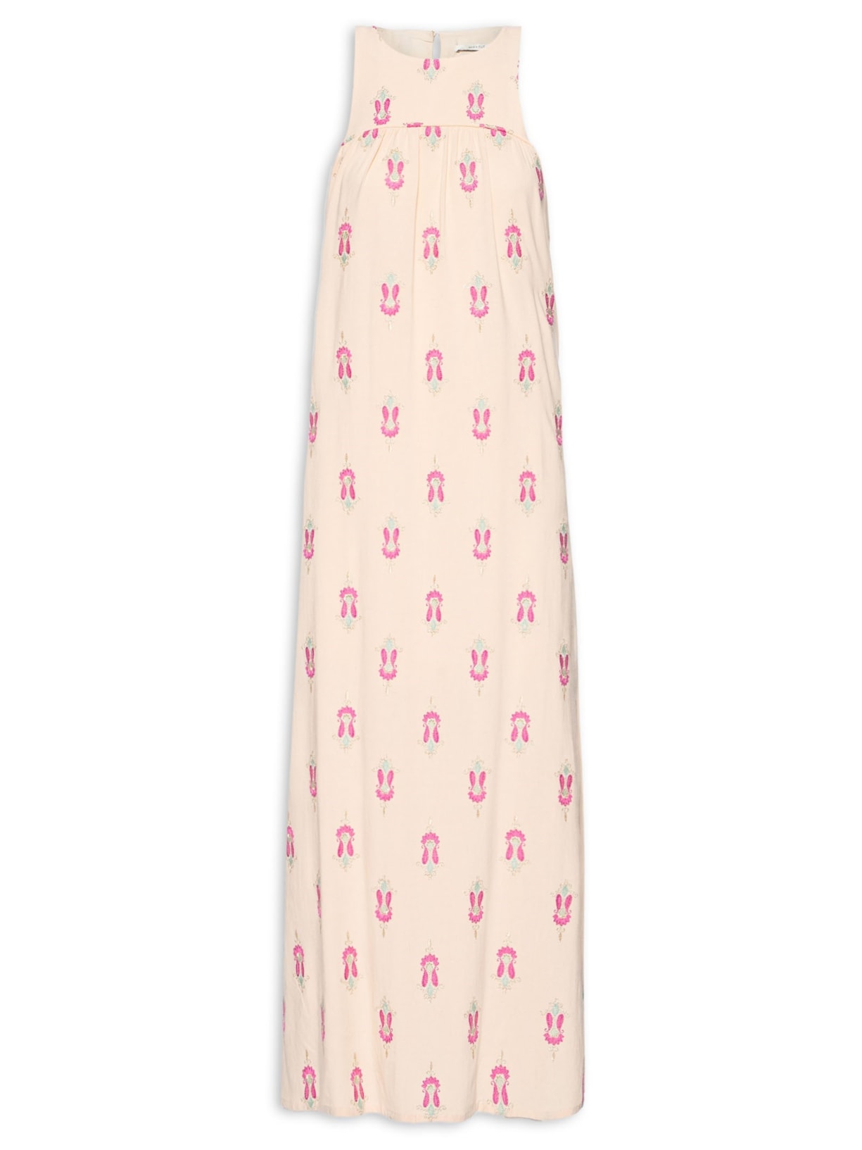 Vestido Longo Bordado Anisha - Bege