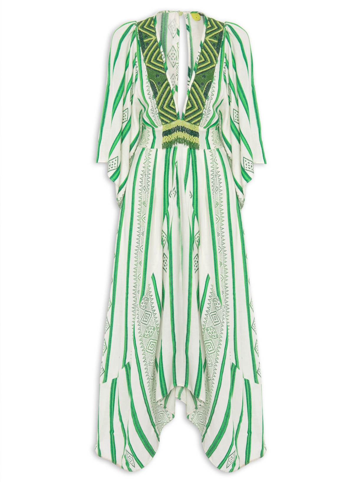 Vestido Longo Bordado Coqueiral - Verde