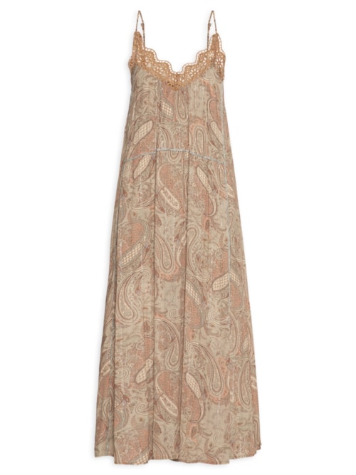 Vestido Longo Bordado Estampa Folk - Rosa