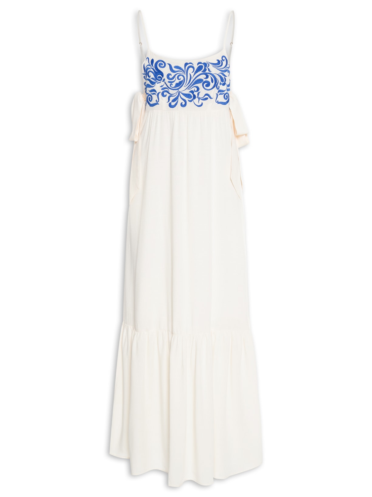 Vestido Longo Bordado Orla - Off White