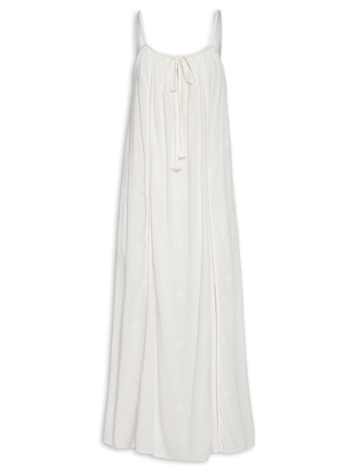 Vestido Longo Bordado Zinnia - Branco
