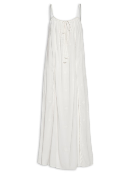 Vestido Longo Bordado Zinnia - Branco