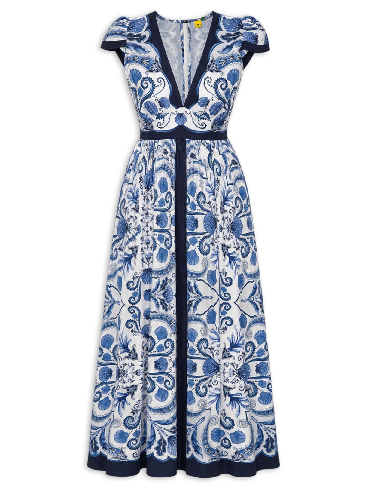 Vestido Longo Brisa De Concha Azul Farm
