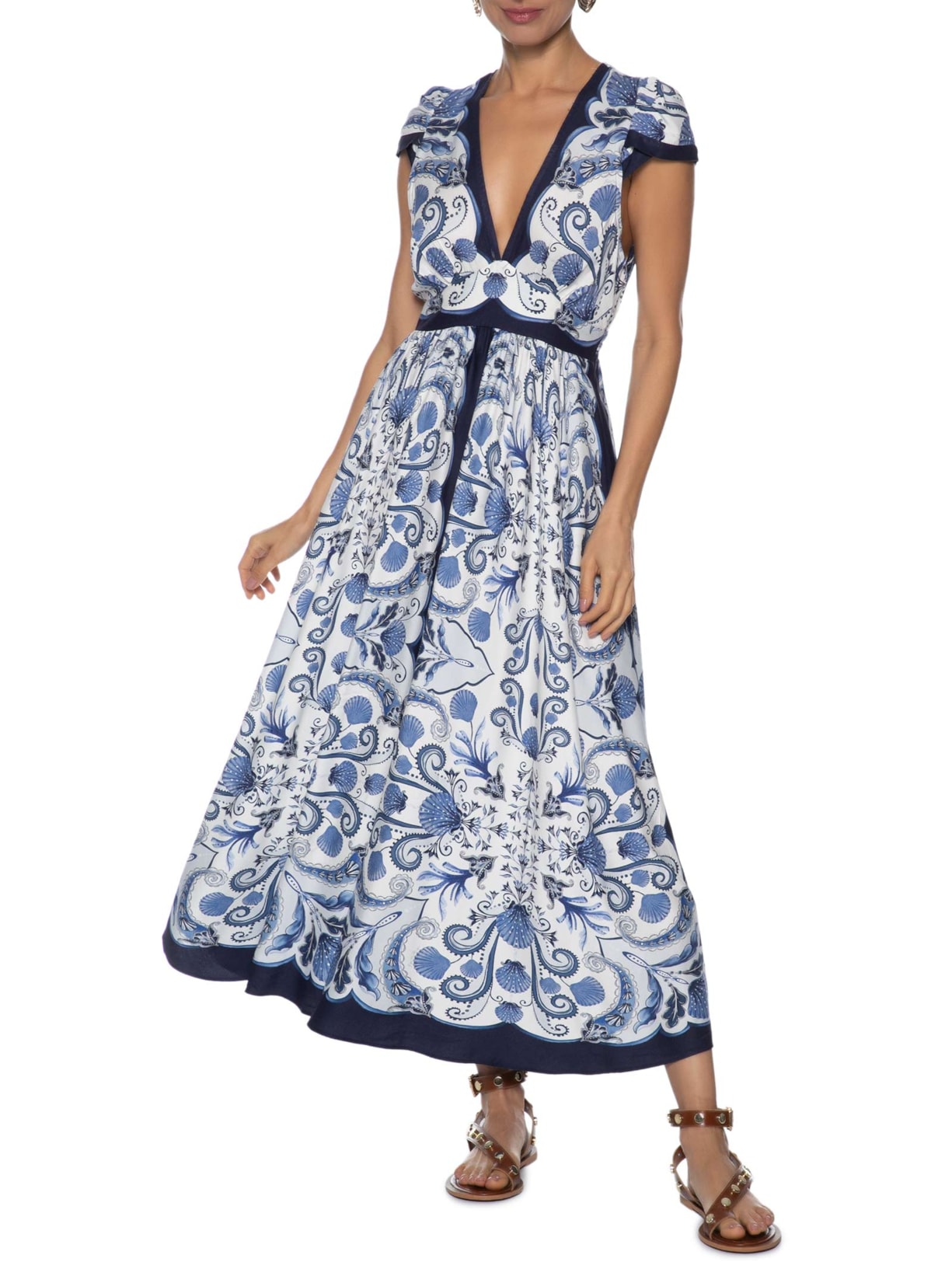 Vestido Longo Brisa De Concha Azul Farm