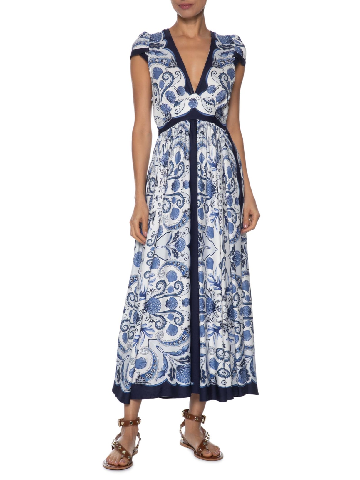 Vestido Longo Brisa De Concha Azul Farm