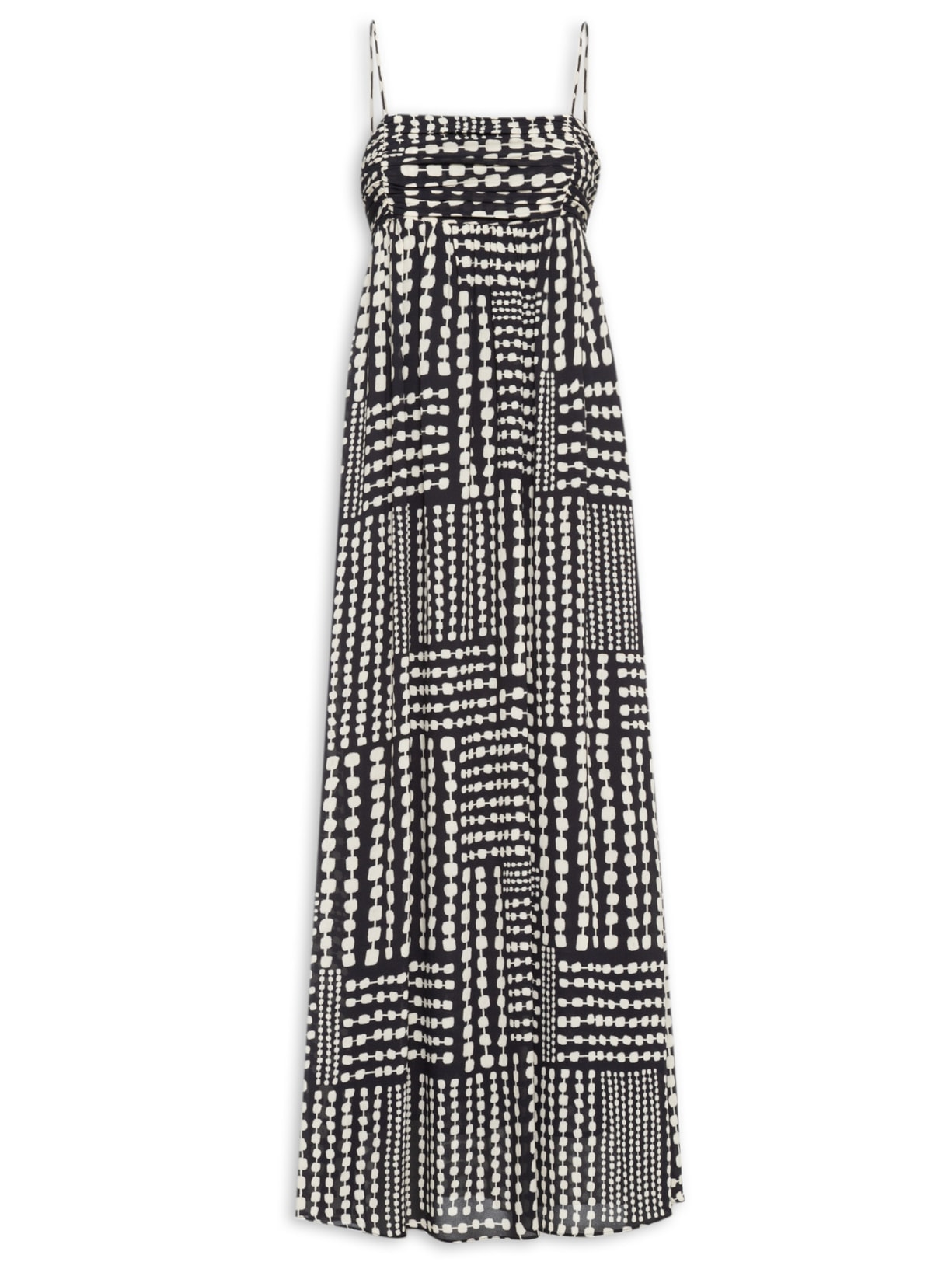 Vestido Longo Busto Franzido Corrente PB - Preto