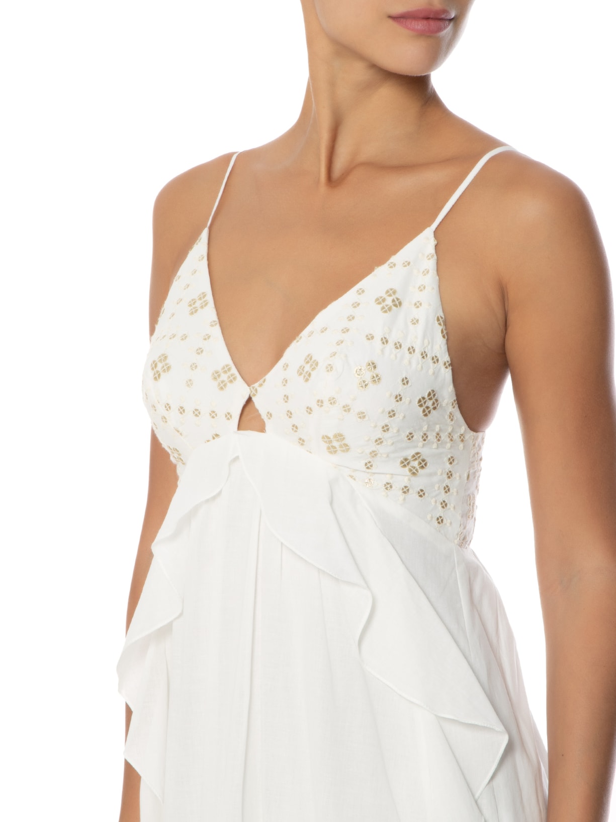 Vestido Longo Busto Paetê Off White Dress To