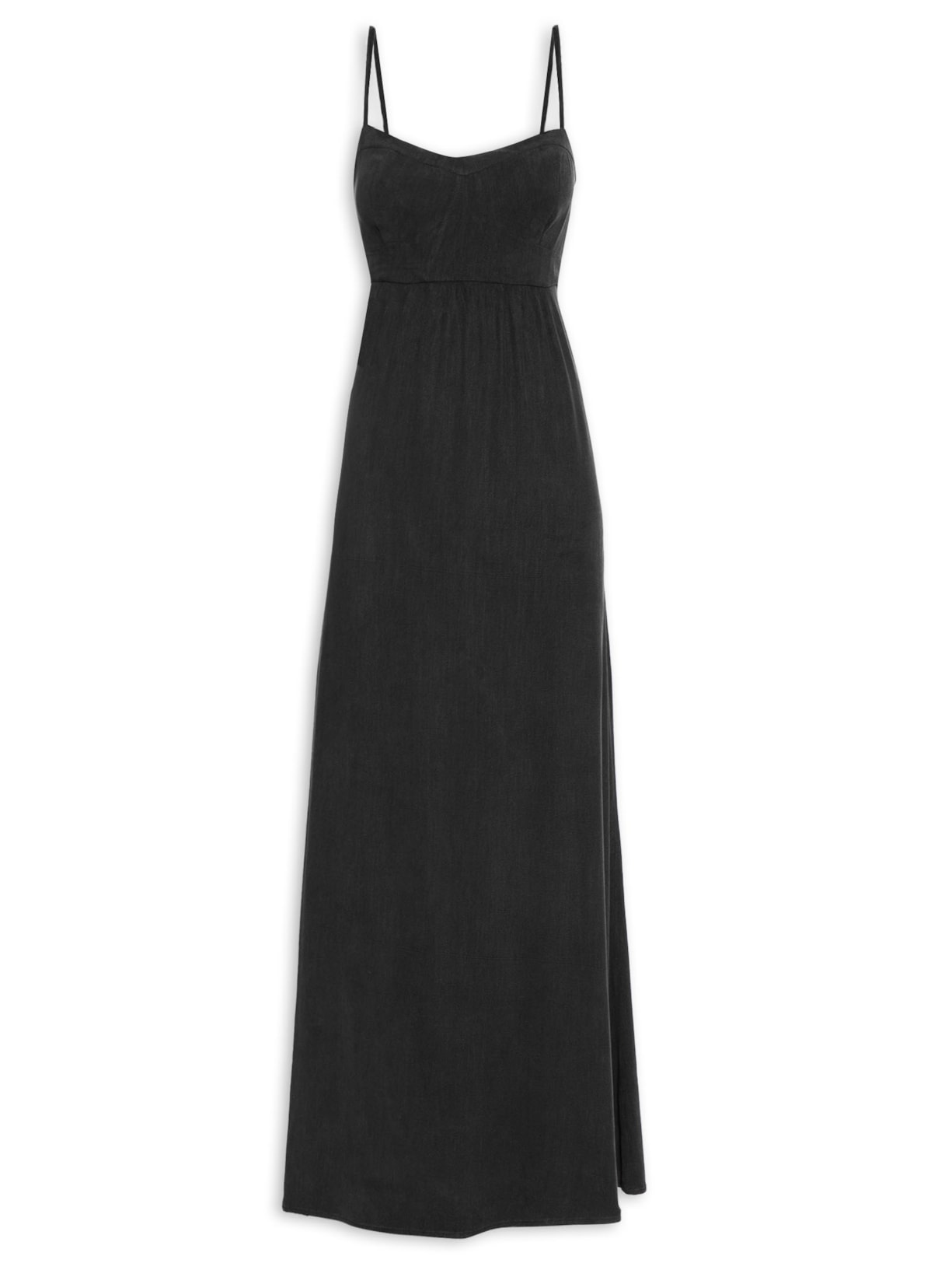 Vestido Longo Busto Recortes - Preto