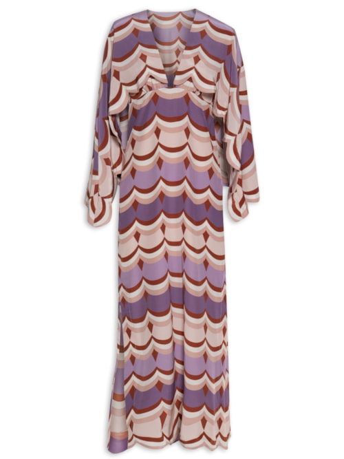 Vestido Longo Capa Detalhe - Roxo