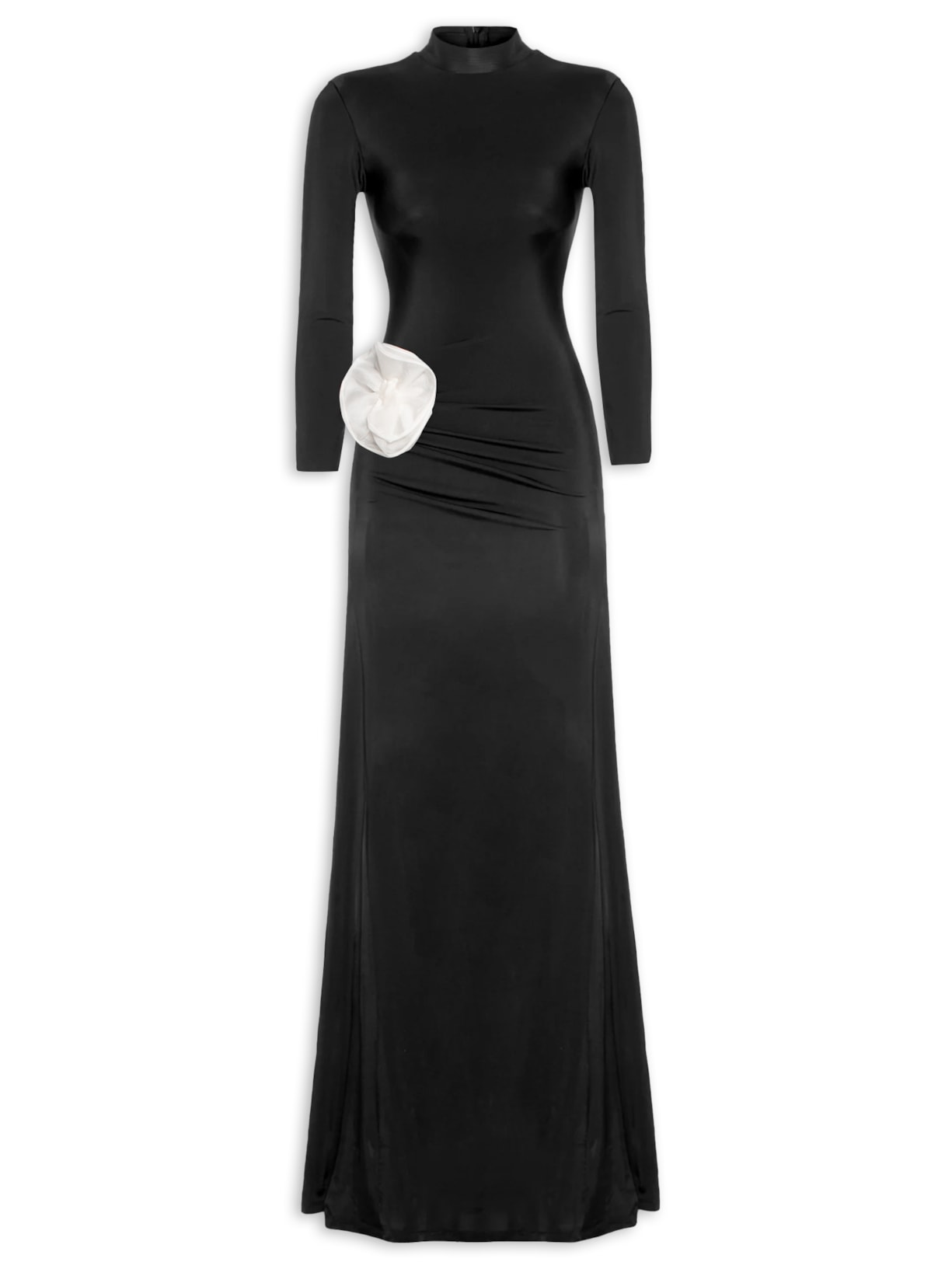 Vestido Longo Catherine Gola Alta - Preto