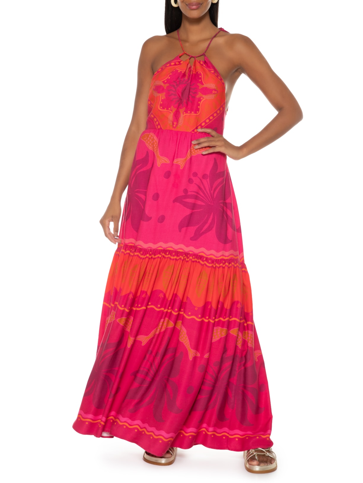 Vestido Longo Ciranda Do Mar Rosa Farm