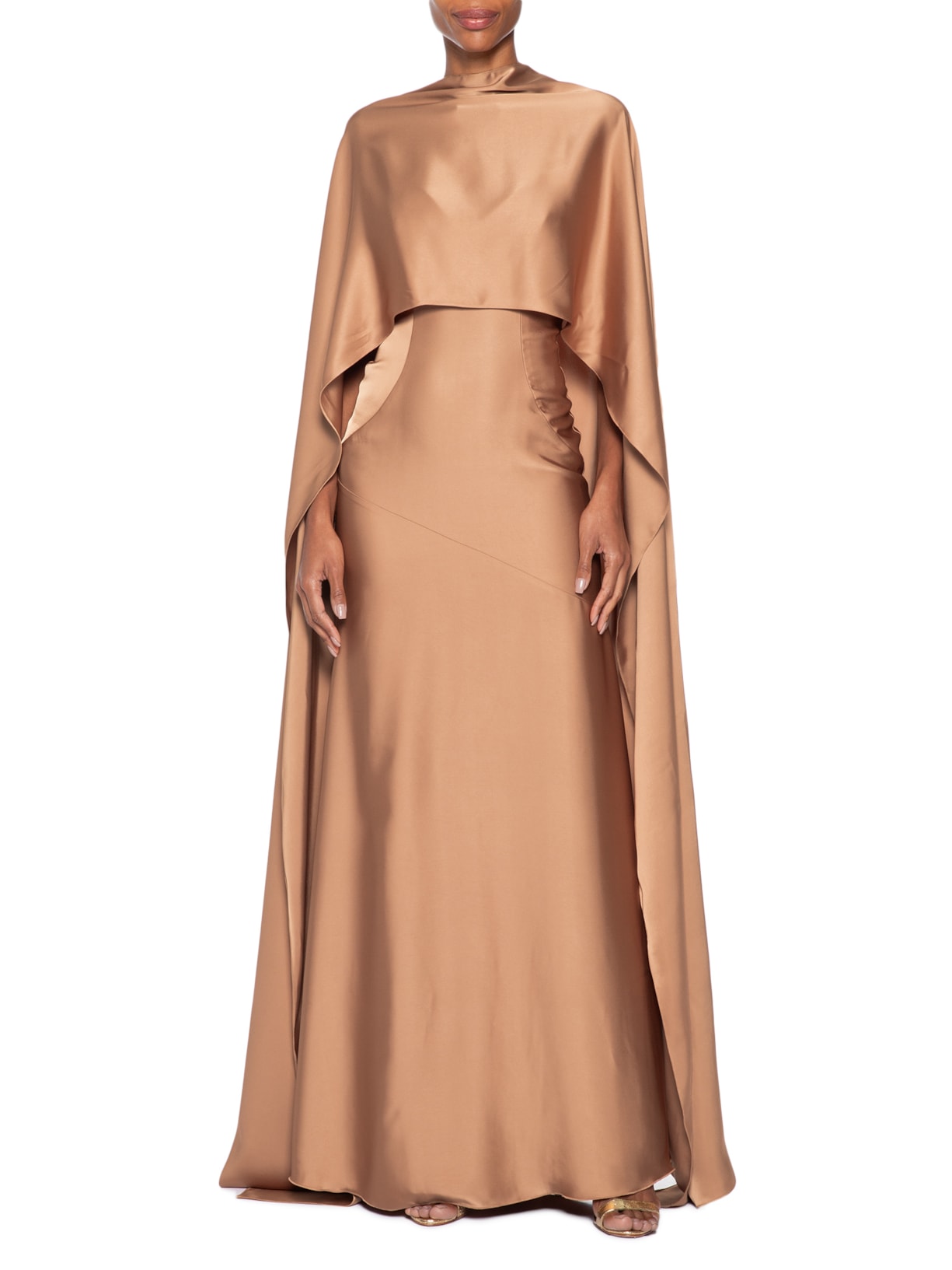 Vestido Longo Clarissa Cetim Marrom Fabulous Agilitá