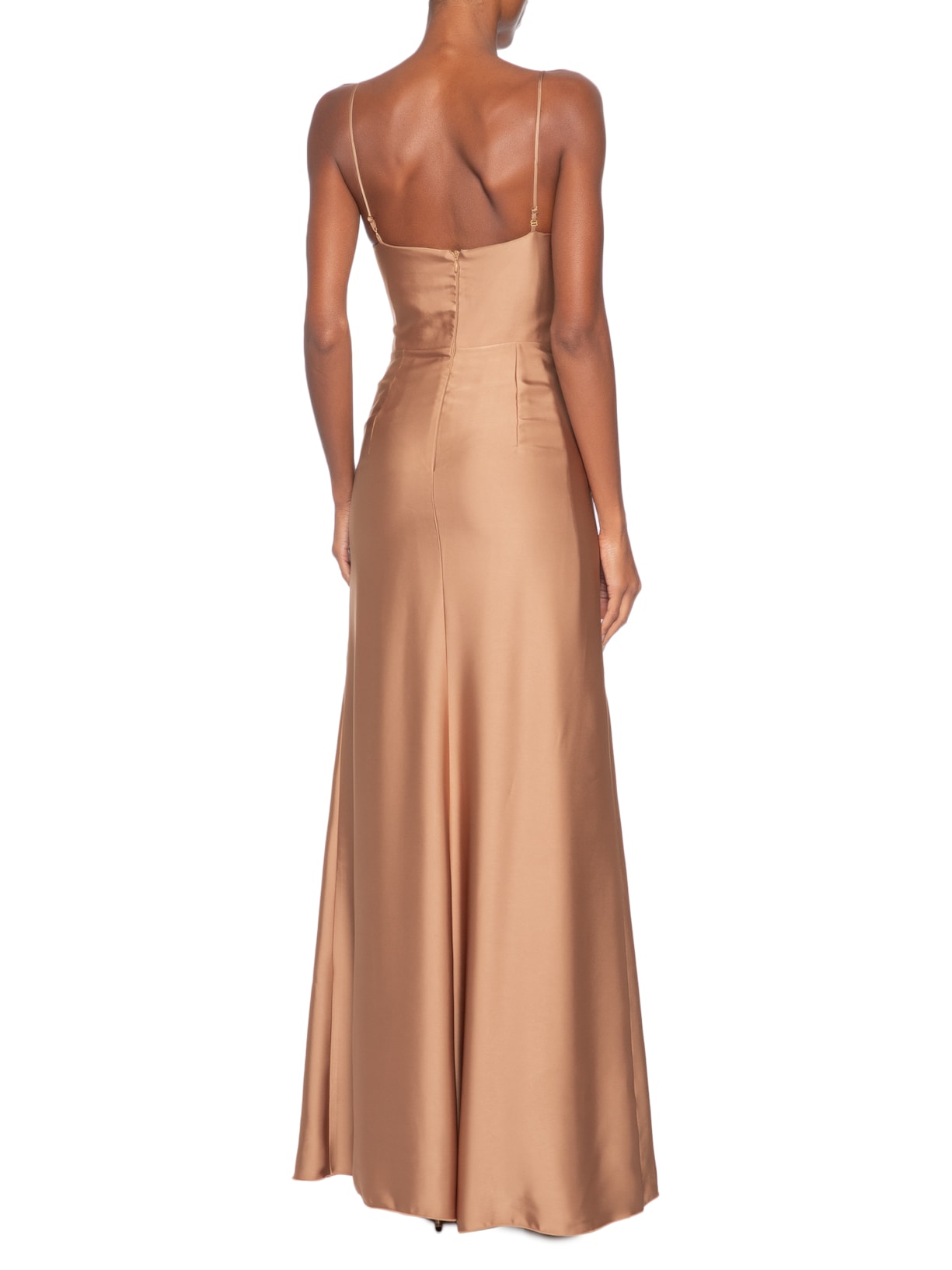 Vestido Longo Clarissa Cetim Marrom Fabulous Agilitá