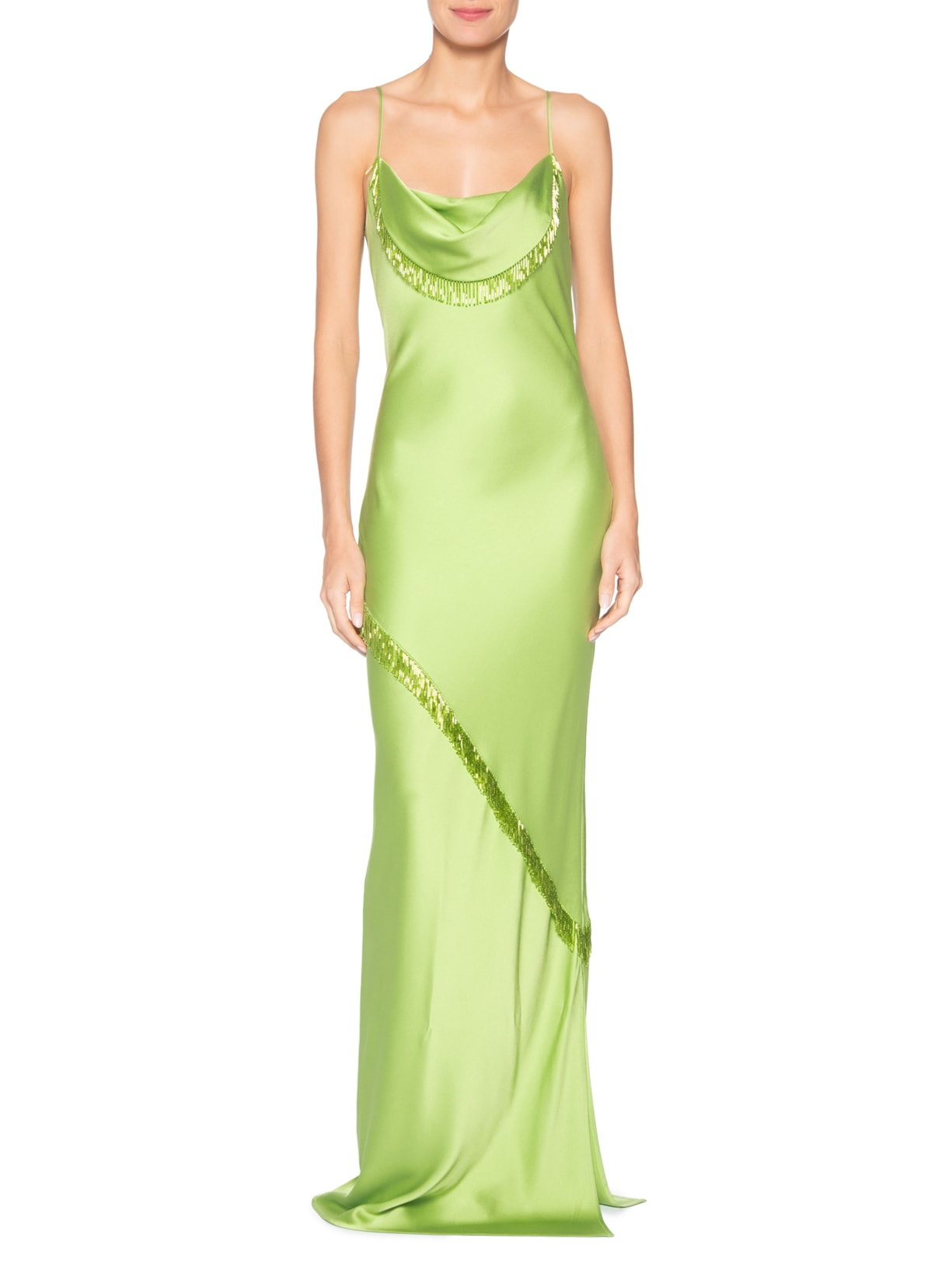 Vestido Longo com Alça Fina – Verde Reinaldo Lourenço