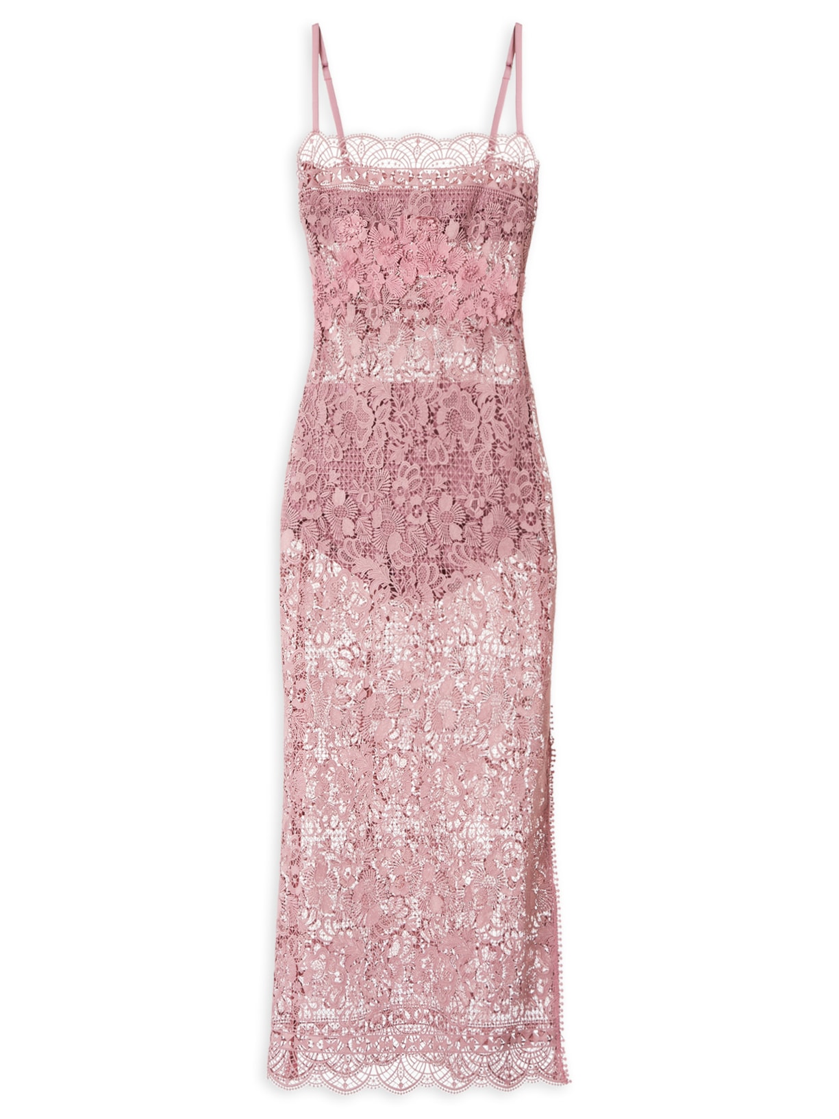 Vestido Longo Com Alças Bougainvillea - Rosa