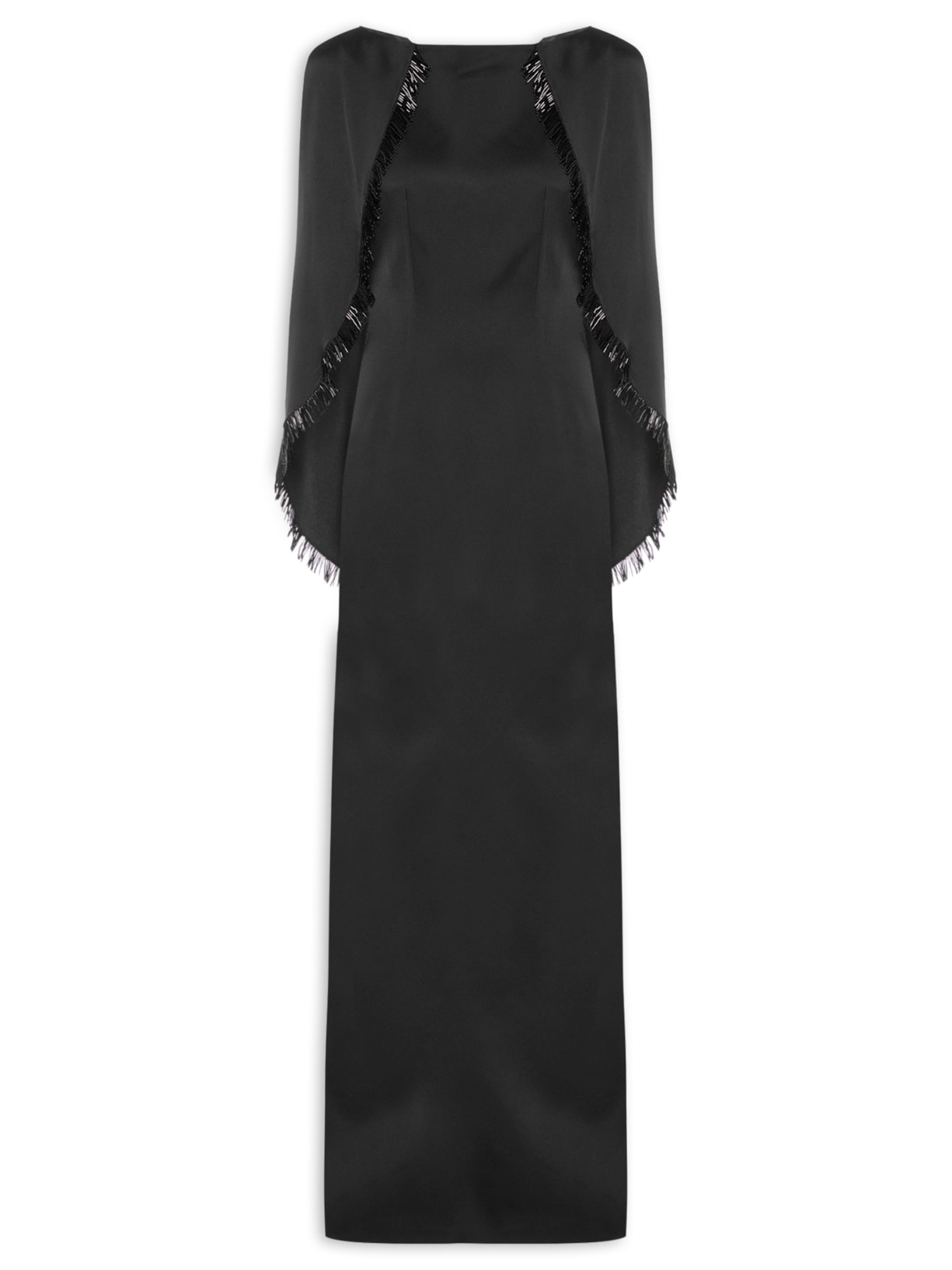 Vestido Longo com Capa Curta – Preto