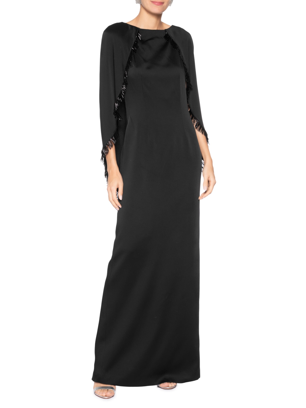 Vestido Longo com Capa Curta – Preto Reinaldo Lourenço