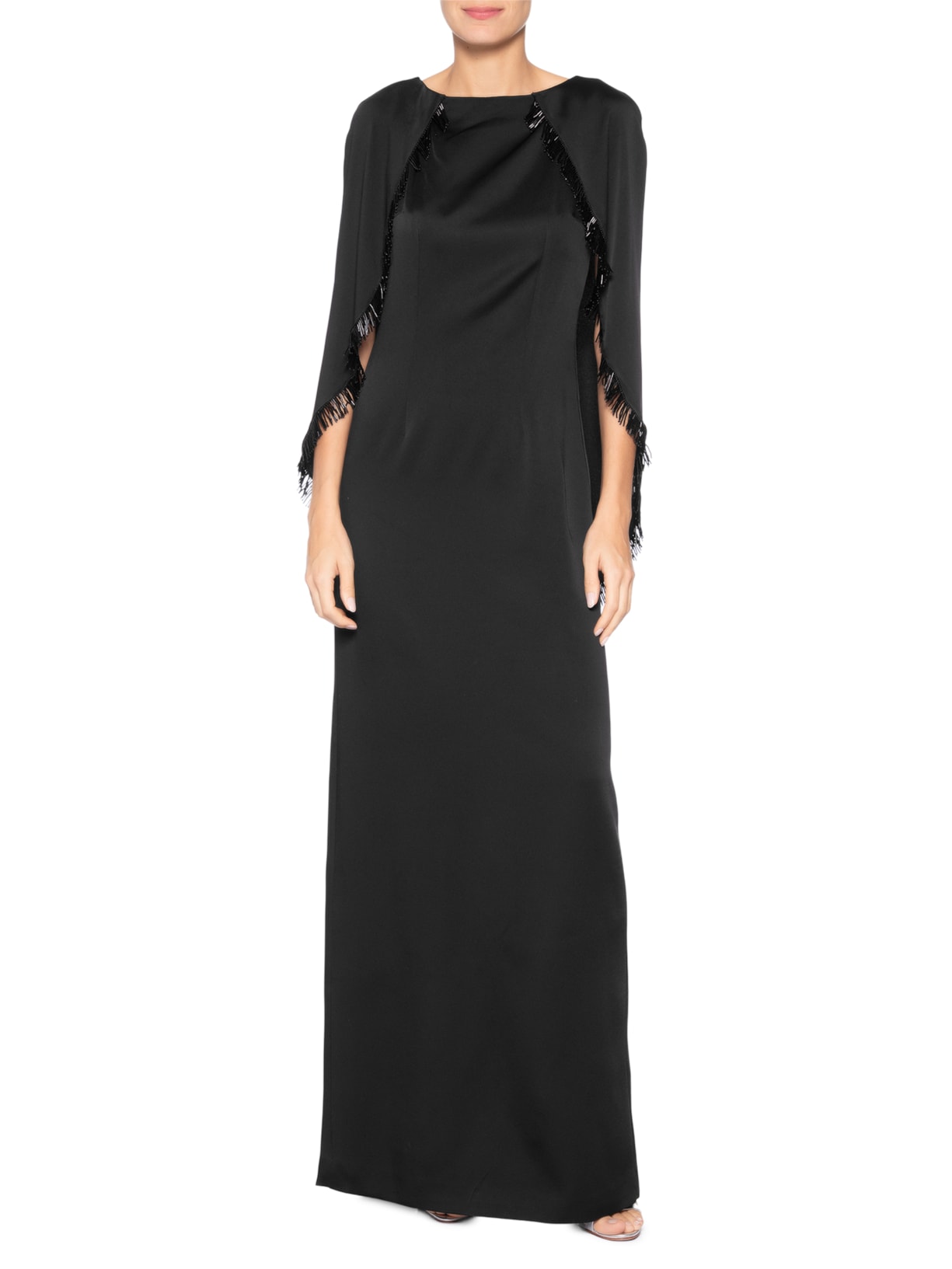 Vestido Longo com Capa Curta – Preto Reinaldo Lourenço