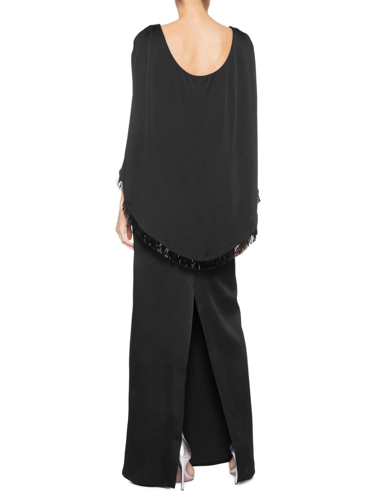 Vestido Longo com Capa Curta – Preto Reinaldo Lourenço