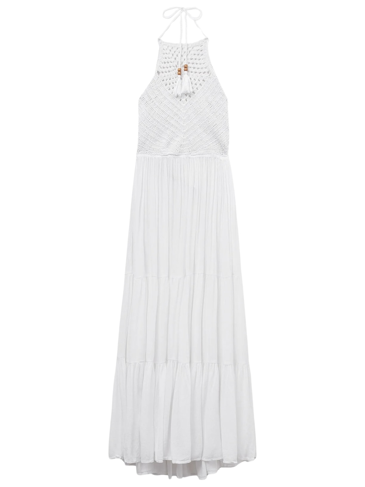 Vestido Longo Com Crochê Branco Calzedonia