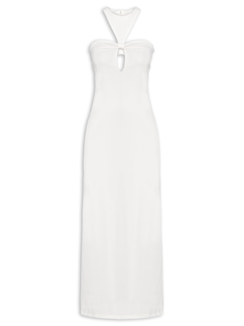 Vestido Longo com Detalhes em Recortes - Branco