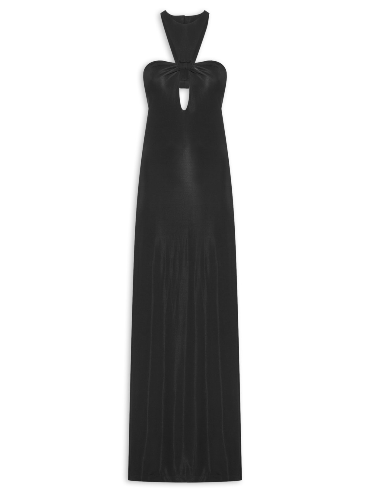 Vestido Longo com Detalhes em Recortes - Preto