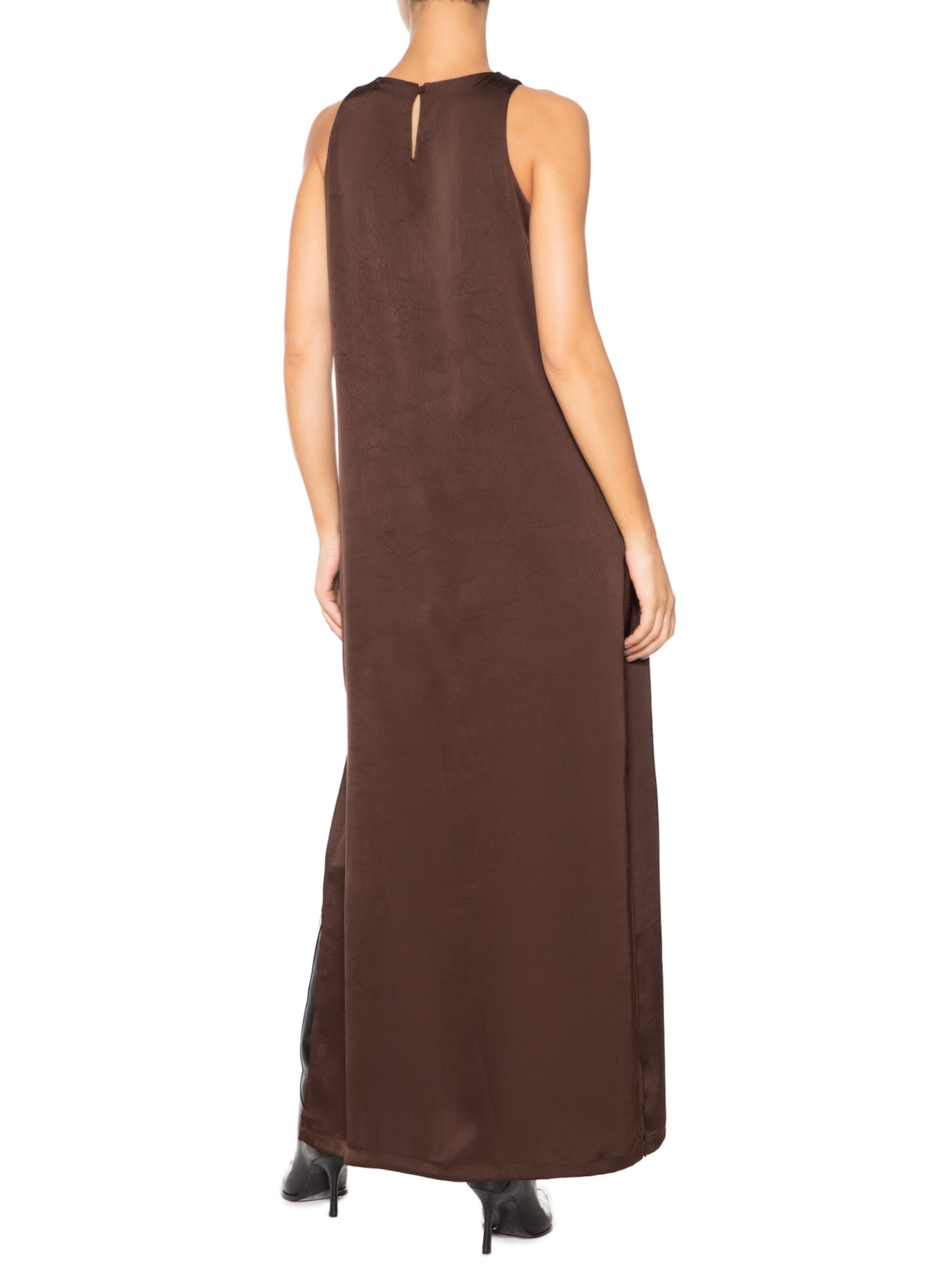 Vestido Longo Com Fenda Lateral Marrom  '2Essential