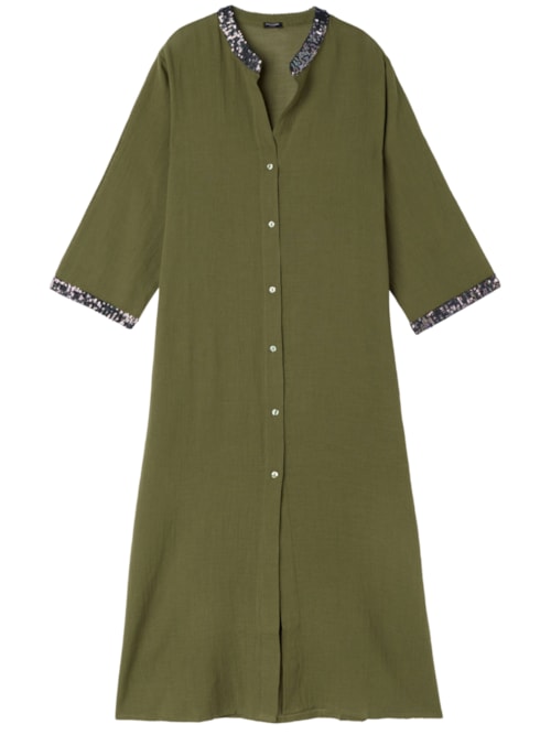 Vestido Longo Com Paetês - Verde