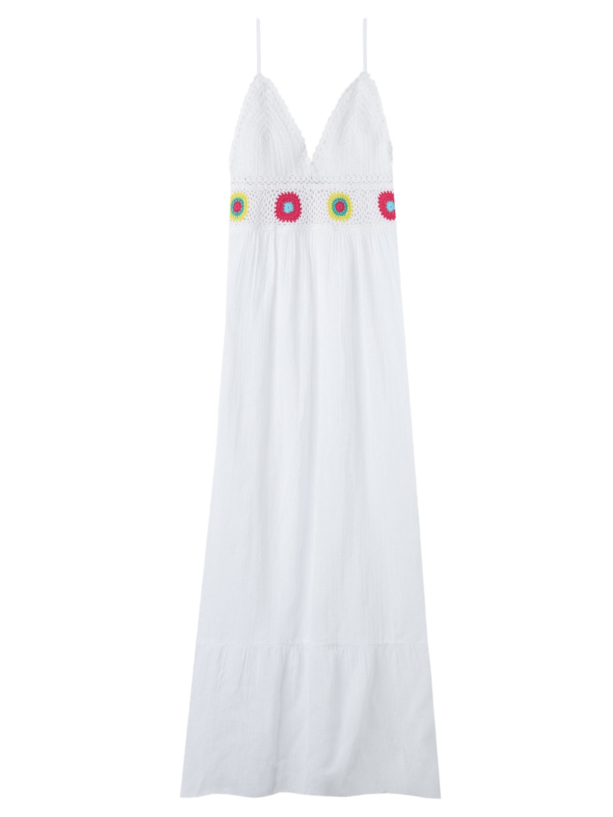 Vestido Longo Com Parte Superior Em Crochê - Branco