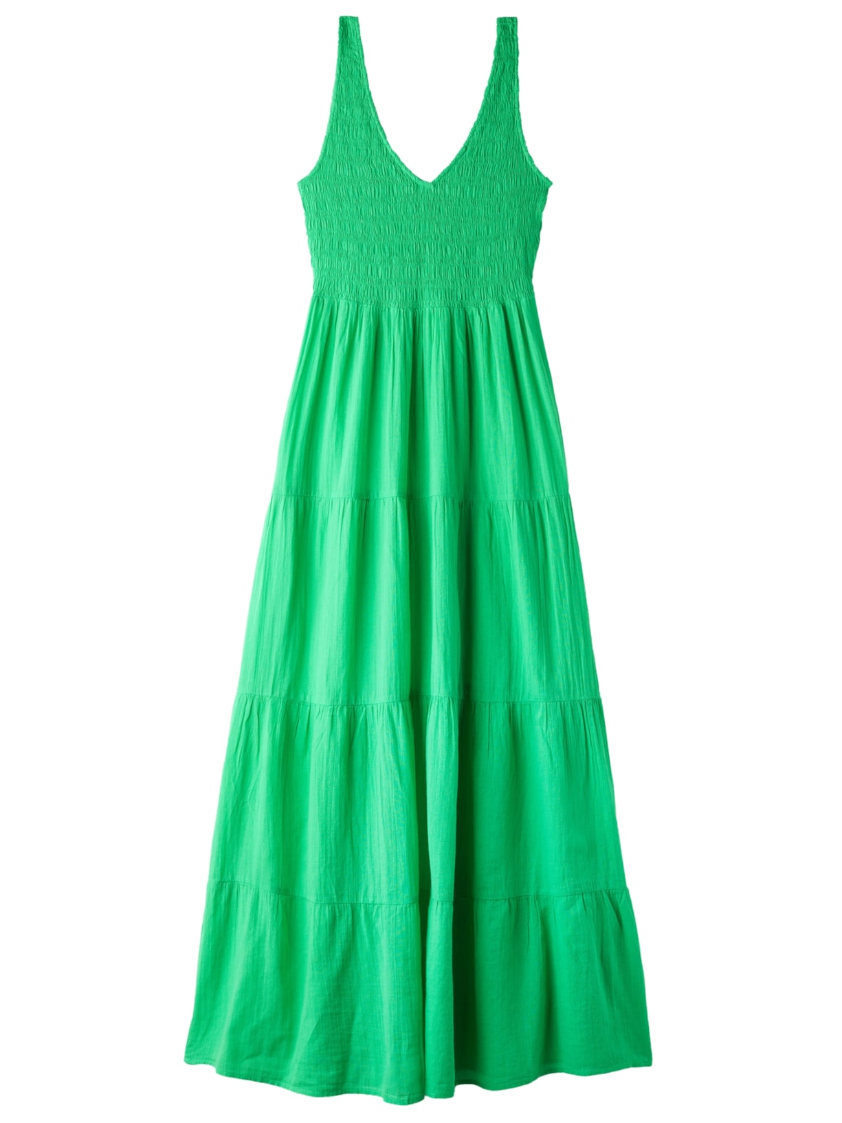 Vestido Longo Com Saia Em Camadas De Folhos Verde Calzedonia