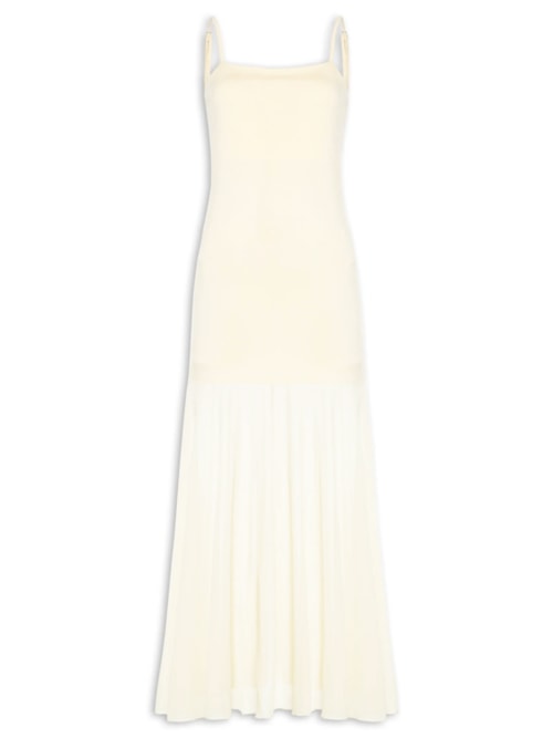 Vestido Longo com Transparência - Amarelo