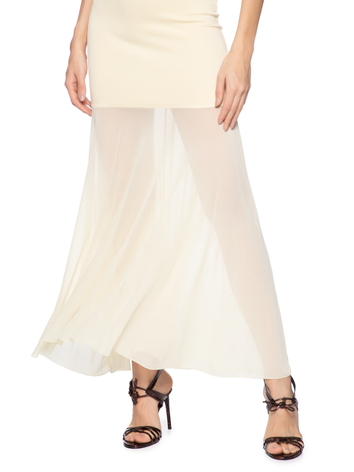 Vestido Longo com Transparência Amarelo Market 33