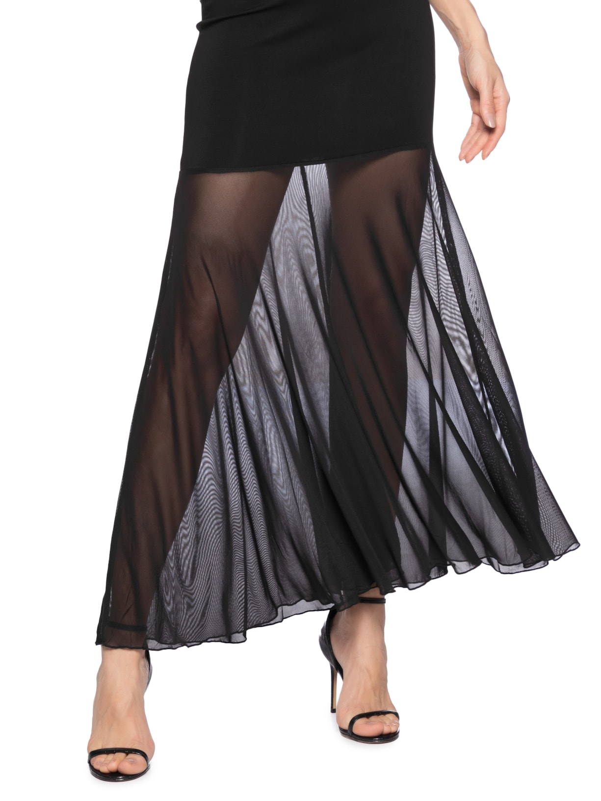 Vestido Longo com Transparência Preto Market 33