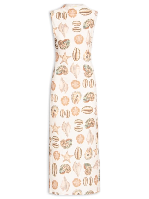 Vestido Longo Conchas Importado - Bege