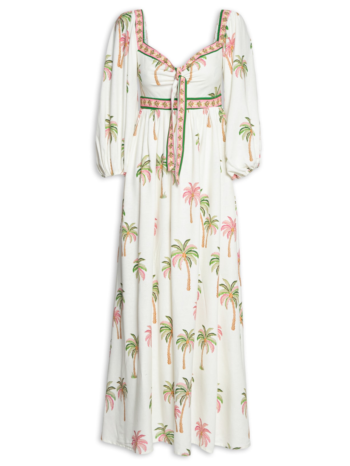 Vestido Longo Coqueirinhos De Verão - Branco