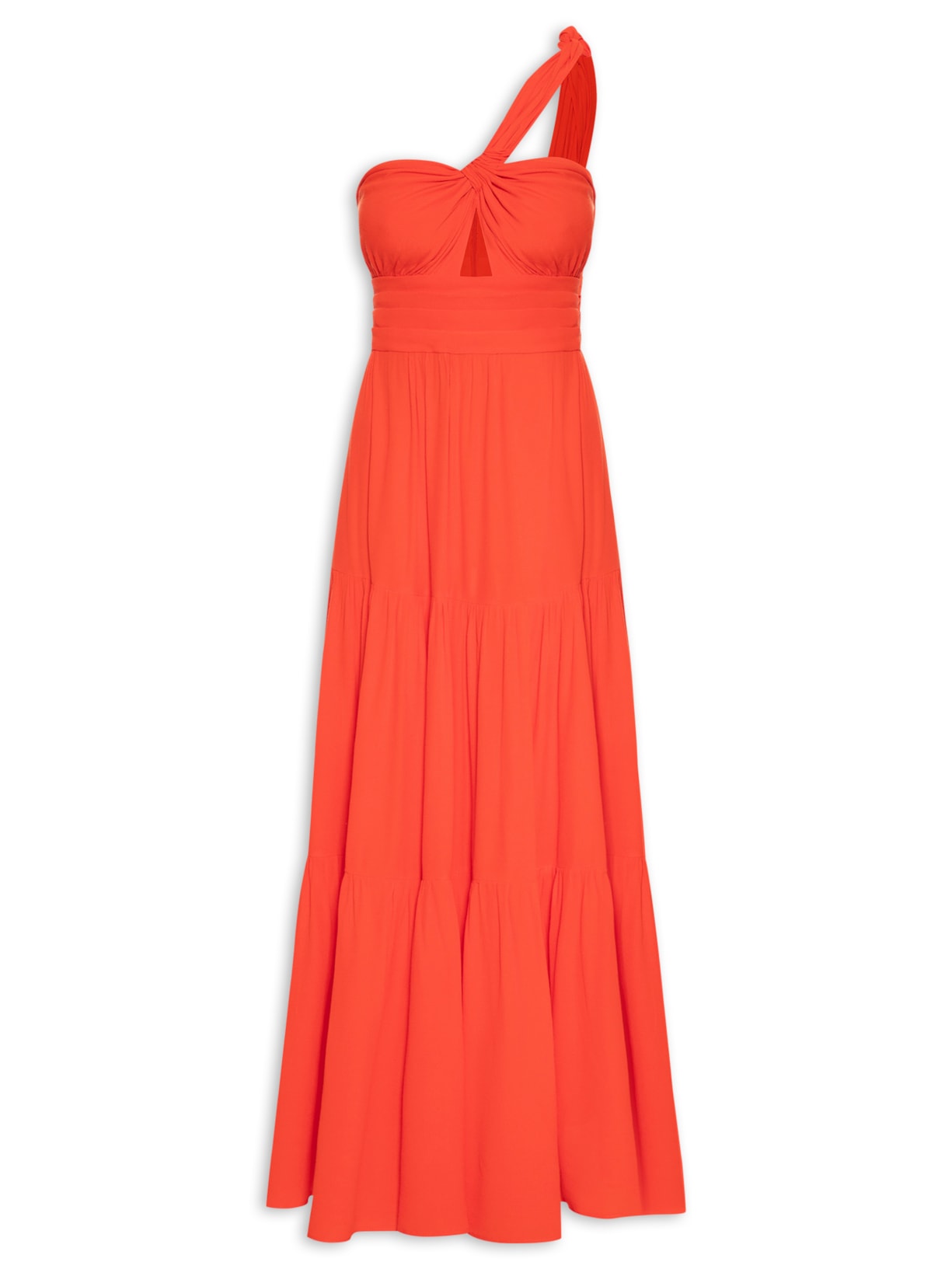 Vestido Longo Crepe Alça Diagonal - Vermelho