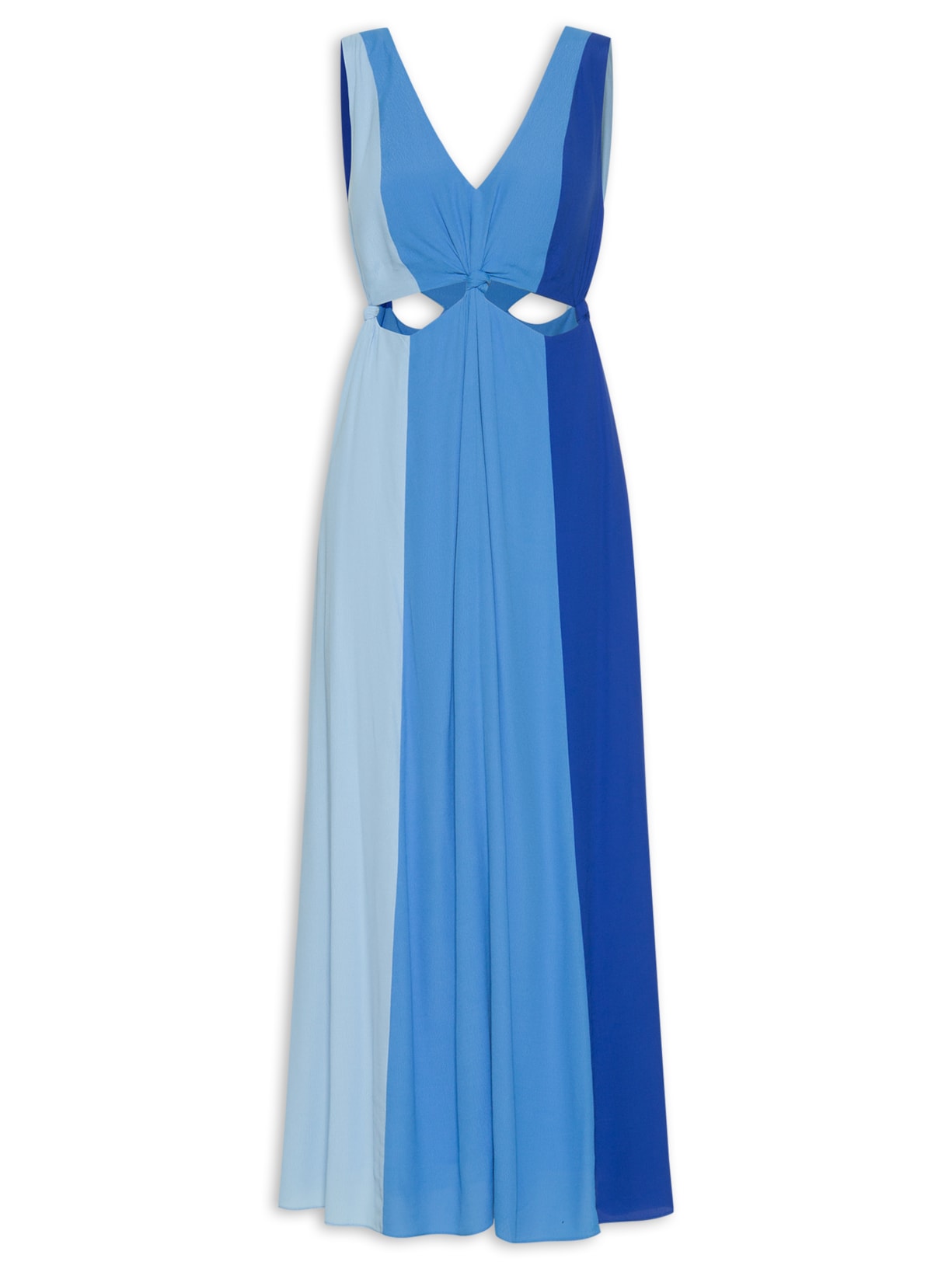 Vestido Longo Crepe Color - Azul