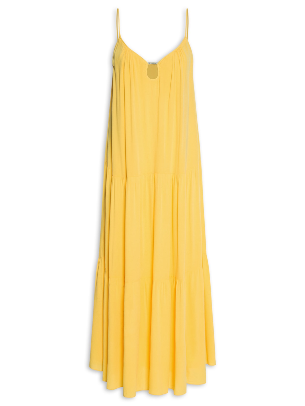 Vestido Longo Crepe Decote Gota - Amarelo