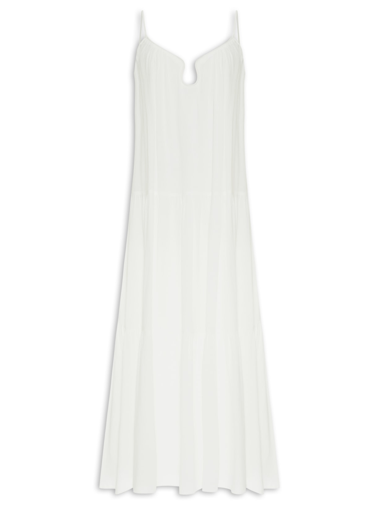 Vestido Longo Crepe Decote Gota - Off White