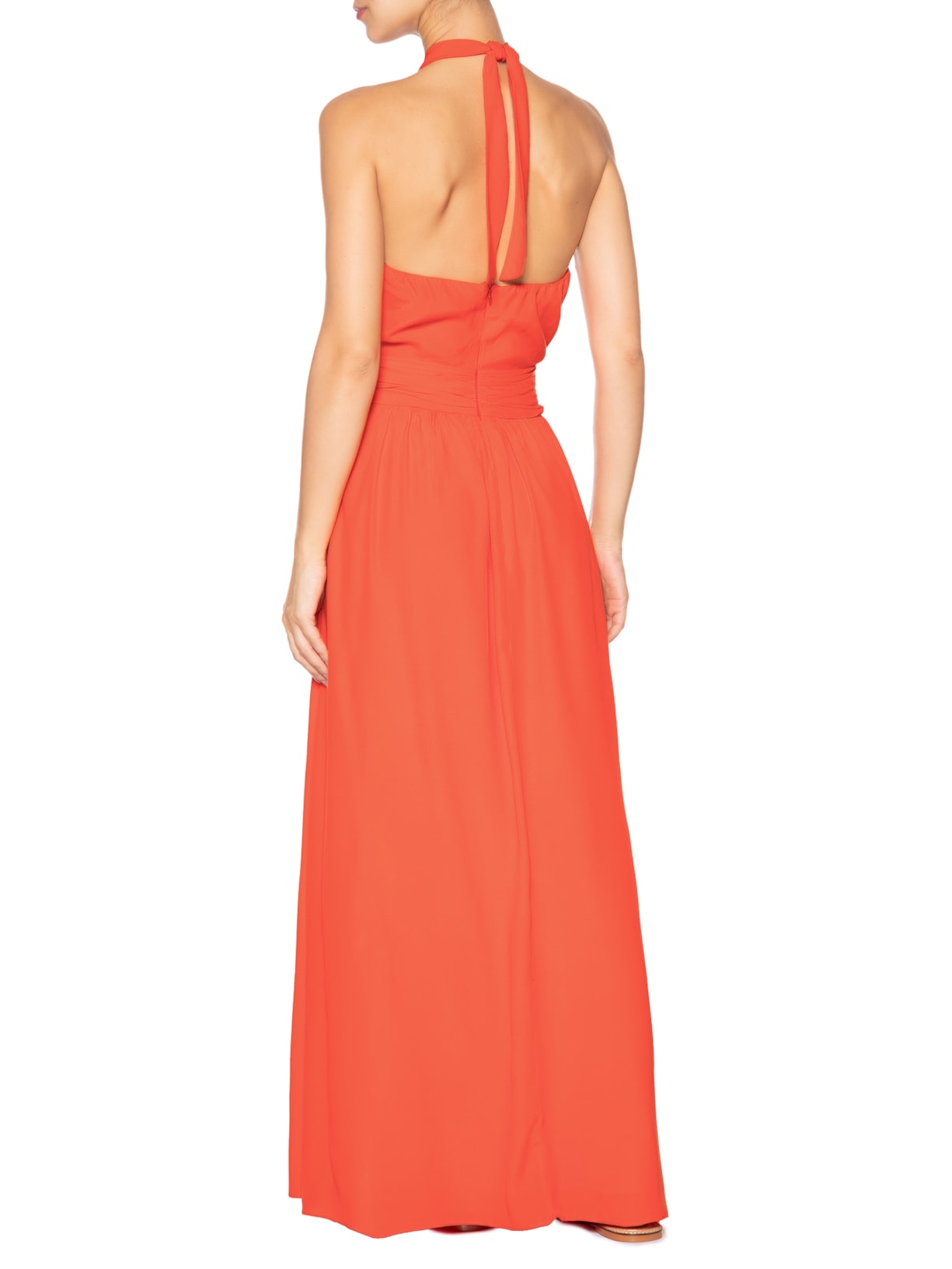 Vestido Longo Crepe Detalhe Concha Vermelho Dress To